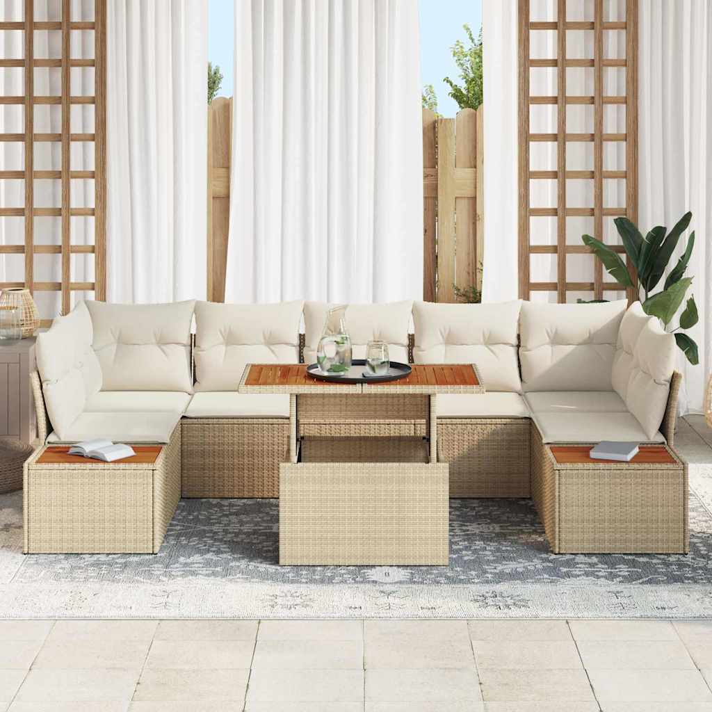 Thumbnail - vidaXL Garten-Sofa-Set mit Speicher 8 pcs Beige Poly Rattan