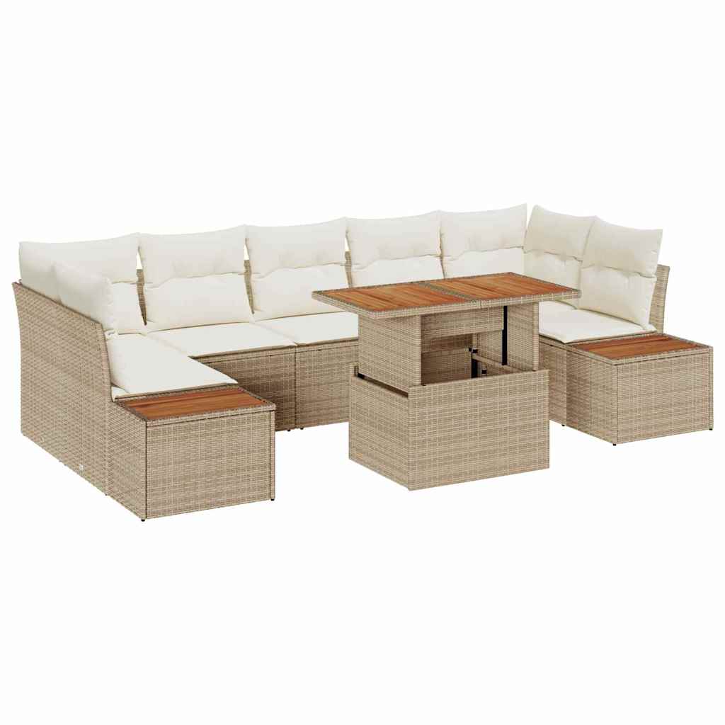 Thumbnail - vidaXL Garten-Sofa-Set mit Speicher 8 pcs Beige Poly Rattan