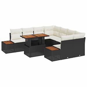 Sada zahradních pohovek s úložištěm 9 pcs Černá Poly ratan - obrázek 2