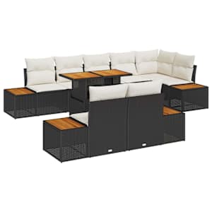 Sada zahradních pohovek s úložištěm 9 pcs Černá Poly ratan - obrázek 2