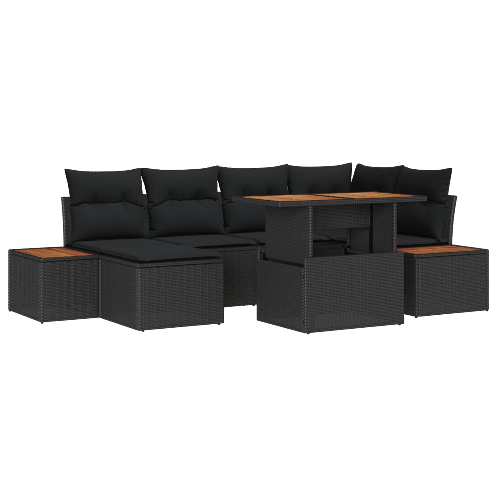 Thumbnail - vidaXL Garten-Sofa-Set mit Speicher 7 pcs Schwarz Poly Rattan