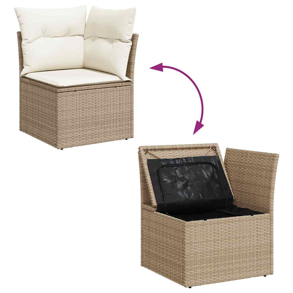 Sada zahradních pohovek s úložištěm 7 pcs Béžová Poly ratan - obrázek 15