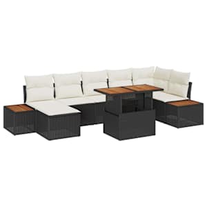 Sada zahradních pohovek s úložištěm 8 pcs Černá Poly ratan - obrázek 2