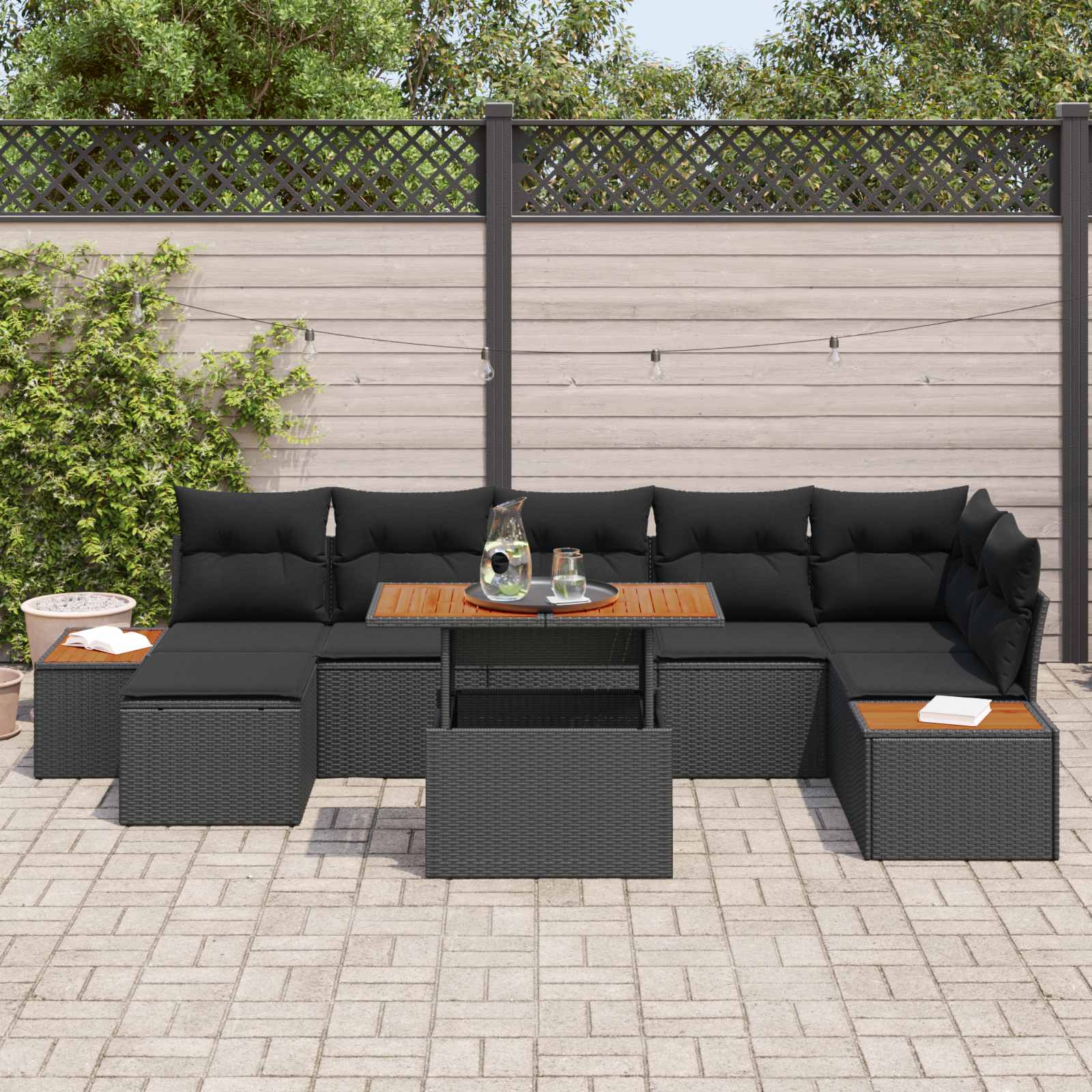 Thumbnail - vidaXL Garten-Sofa-Set mit Speicher 8 pcs Schwarz Poly Rattan