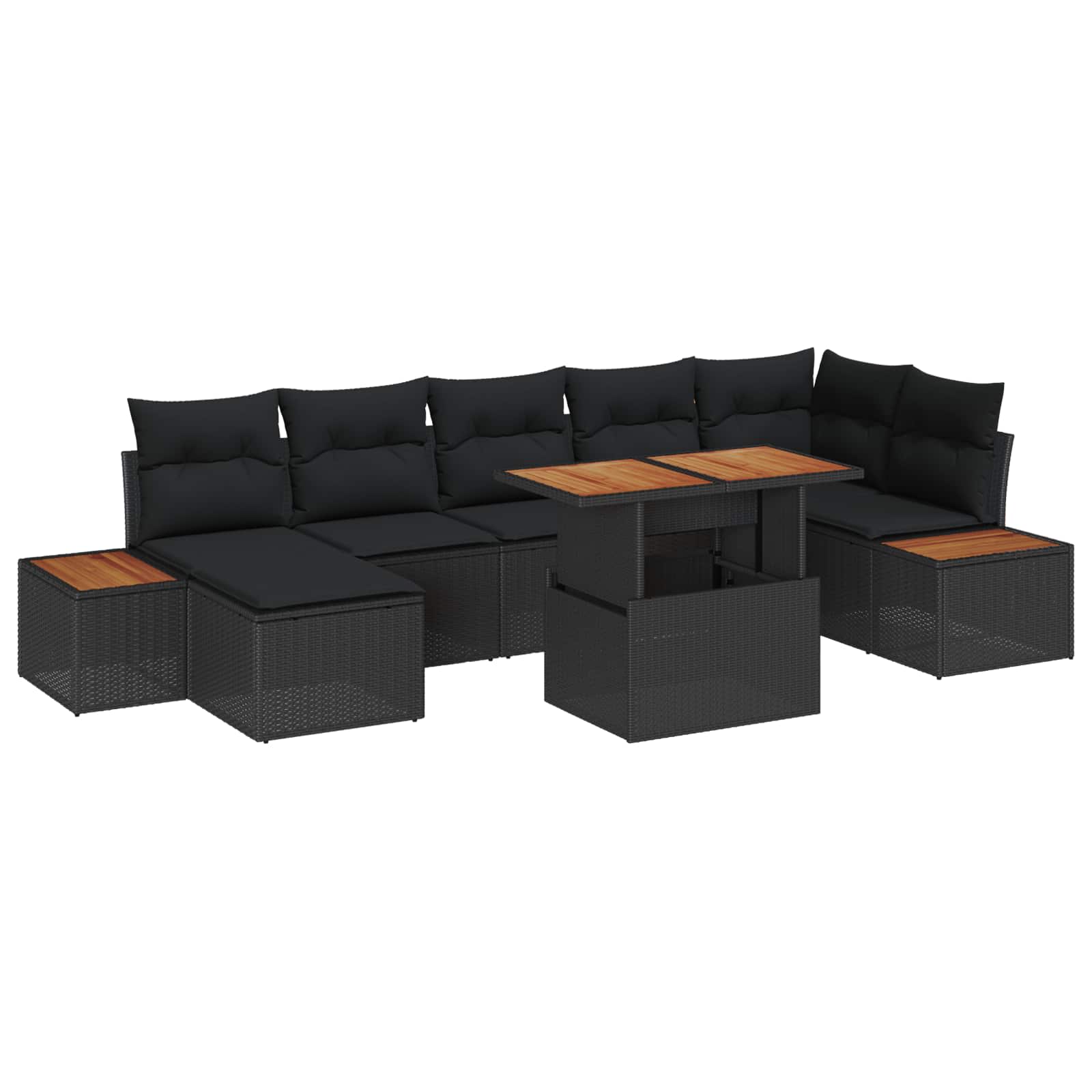 Thumbnail - vidaXL Garten-Sofa-Set mit Speicher 8 pcs Schwarz Poly Rattan
