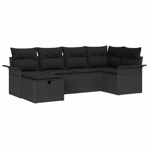 vidaXL Aia Diivanikomplekt 6 tk Must pol&uuml;rotang