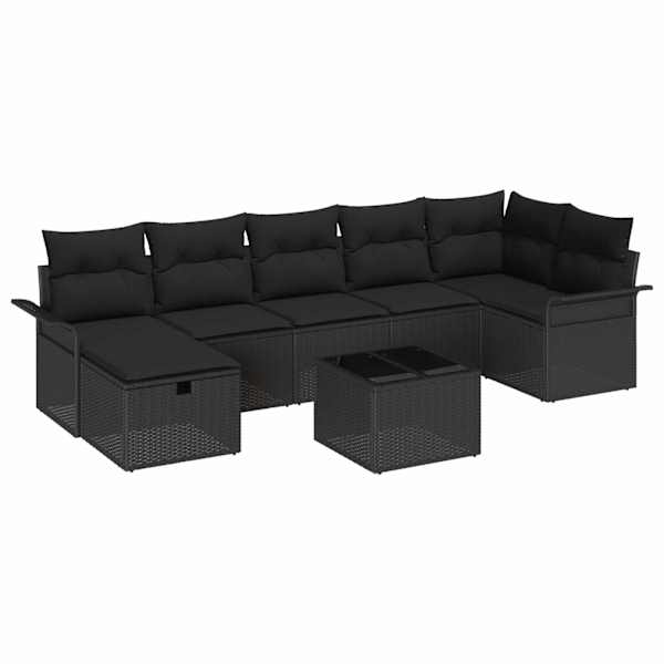 vidaXL Aia Diivanikomplekt 8 tk Must pol&uuml;rotang