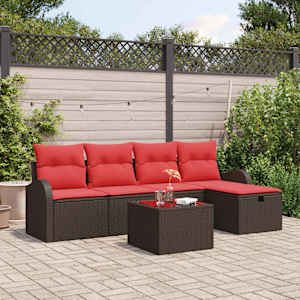 Kavčna garnitura z blazino Rjava in rdeča poli ratan