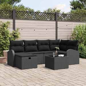 Sada zahradních pohovek 7 pcs Černá 234 x 124 x 85 cm - obrázek 1