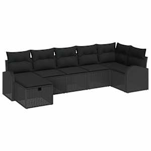vidaXL Diivanikomplekt 7 tk Must pol&uuml;rotang