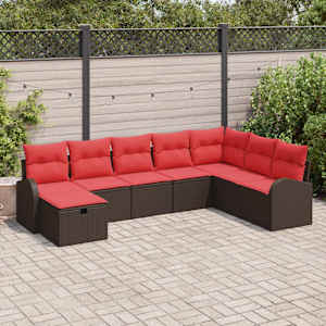 Kavčna garnitura z blazino Rjava in rdeča poli ratan