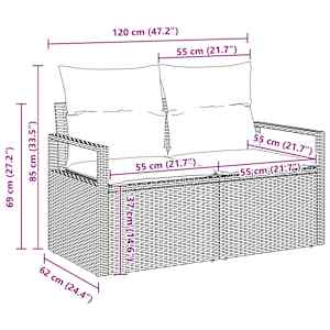 Kavčna garnitura z blazino 4 pcs Črna poli ratan - slika 11