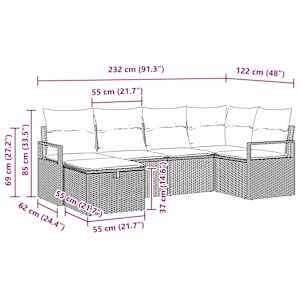 Kavčna garnitura z blazino s shranjevanjem Črna poli ratan - slika 10