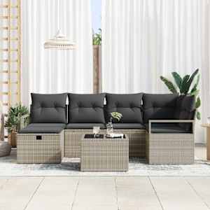 Set pohovek s polštářem s úložištěm 7 pcs Světle šedá polyratan - obrázek 3