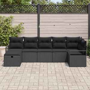 Set pohovek s polštářem s úložištěm 7 pcs Černá polyratan - obrázek 3