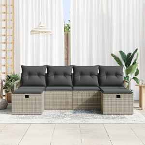 Set pohovek s polštářem s úložištěm 6 pcs Světle šedá polyratan - obrázek 3