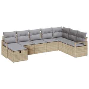 Set pohovek s polštářem 8 pcs Béžová a Světle šedá polyratan - obrázek 2