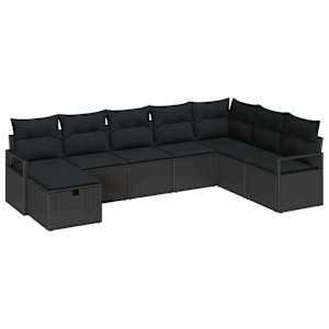 Set pohovek s polštářem s úložištěm 8 pcs Černá polyratan - obrázek 2