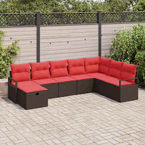 Kavčna garnitura z blazino s shranjevanjem Rjava poli ratan