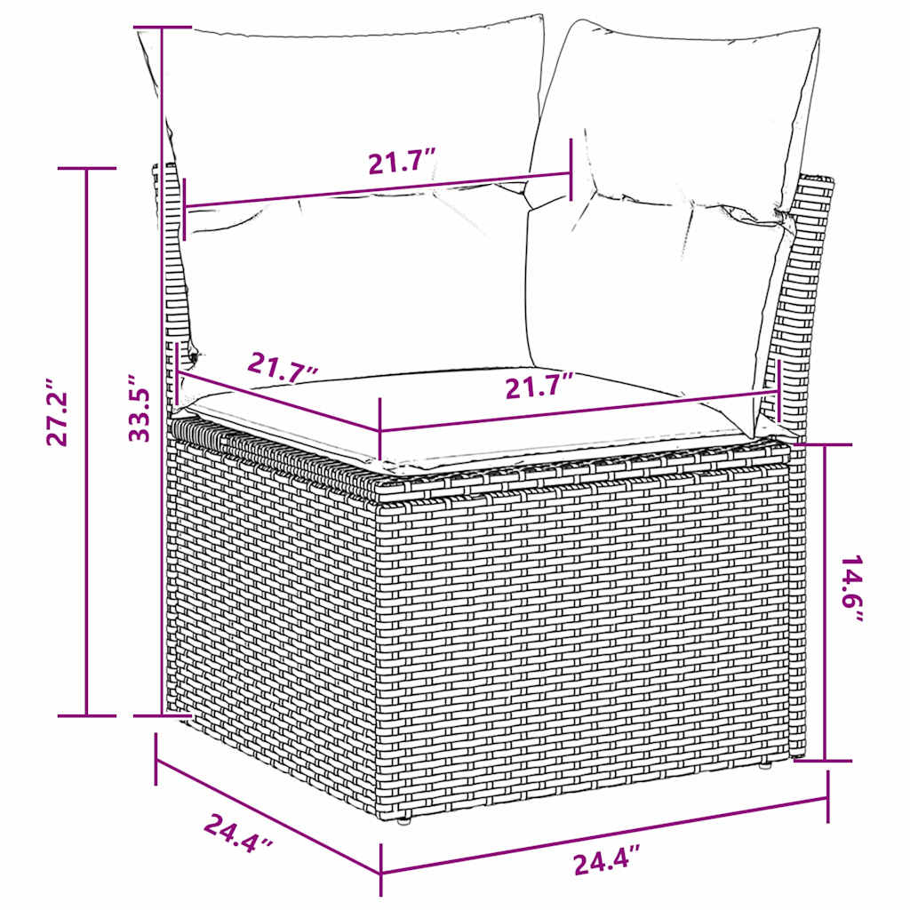 Garden Sofa Set with Cushion Poly rattan Outdoor Sofa Garden Seating vidaXL - Picture 24 of 42