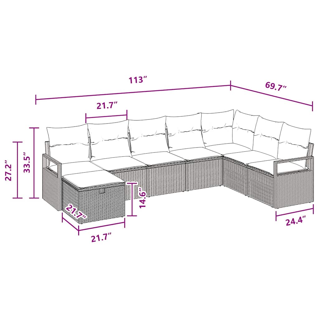 Garden Sofa Set with Cushion Poly rattan Outdoor Sofa Garden Seating vidaXL - Picture 11 of 42
