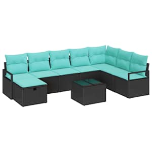 Set pohovek s polštářem s úložištěm 9 pcs Černá polyratan - obrázek 2