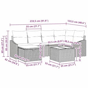 Set pohovek s polštářem s úložištěm Černá polyratan - obrázek 11