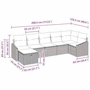 Set pohovek s polštářem s úložištěm 7 pcs Černá polyratan - obrázek 11
