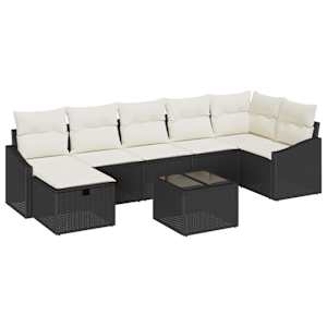 Set pohovek s polštářem s úložištěm 8 pcs Černá polyratan - obrázek 2