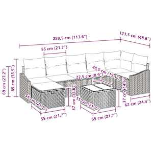 Kavčna garnitura z blazino s shranjevanjem 8 pcs poli ratan - slika 11