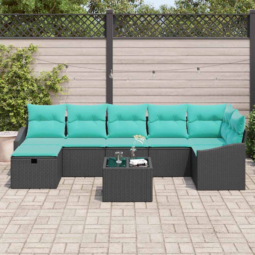 Set pohovek s polštářem s úložištěm 8 pcs polyratan - obrázek 3