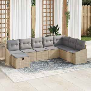 Vrtna sedežna garnitura z blazino 8 pcs poli ratan