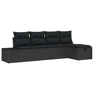 vidaXL Aia Diivanikomplekt 5 tk Must pol&uuml;rotang