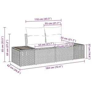 Vrtna sedežna garnitura z blazino 5 pcs Črna poli ratan - slika 10