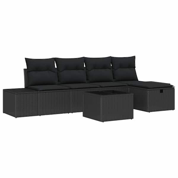 vidaXL Aia Diivanikomplekt 6 tk Must pol&uuml;rotang