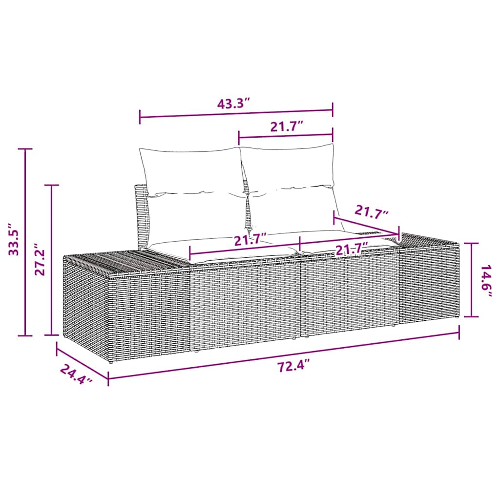 Garden Sofa Set with Cushion Poly rattan Outdoor Sofa Garden Furniture vidaXL - Picture 37 of 42