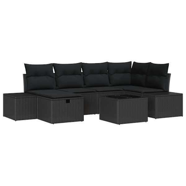 vidaXL Aia Diivanikomplekt 7 tk Must pol&uuml;rotang