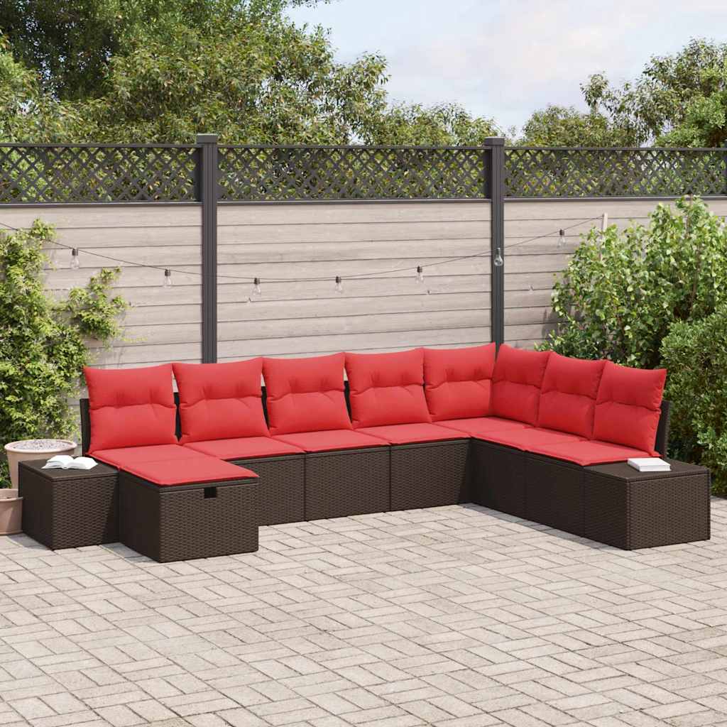 vidaXL Set de canapele pentru grădină cu pernă 8 pcs Maro poliratan
