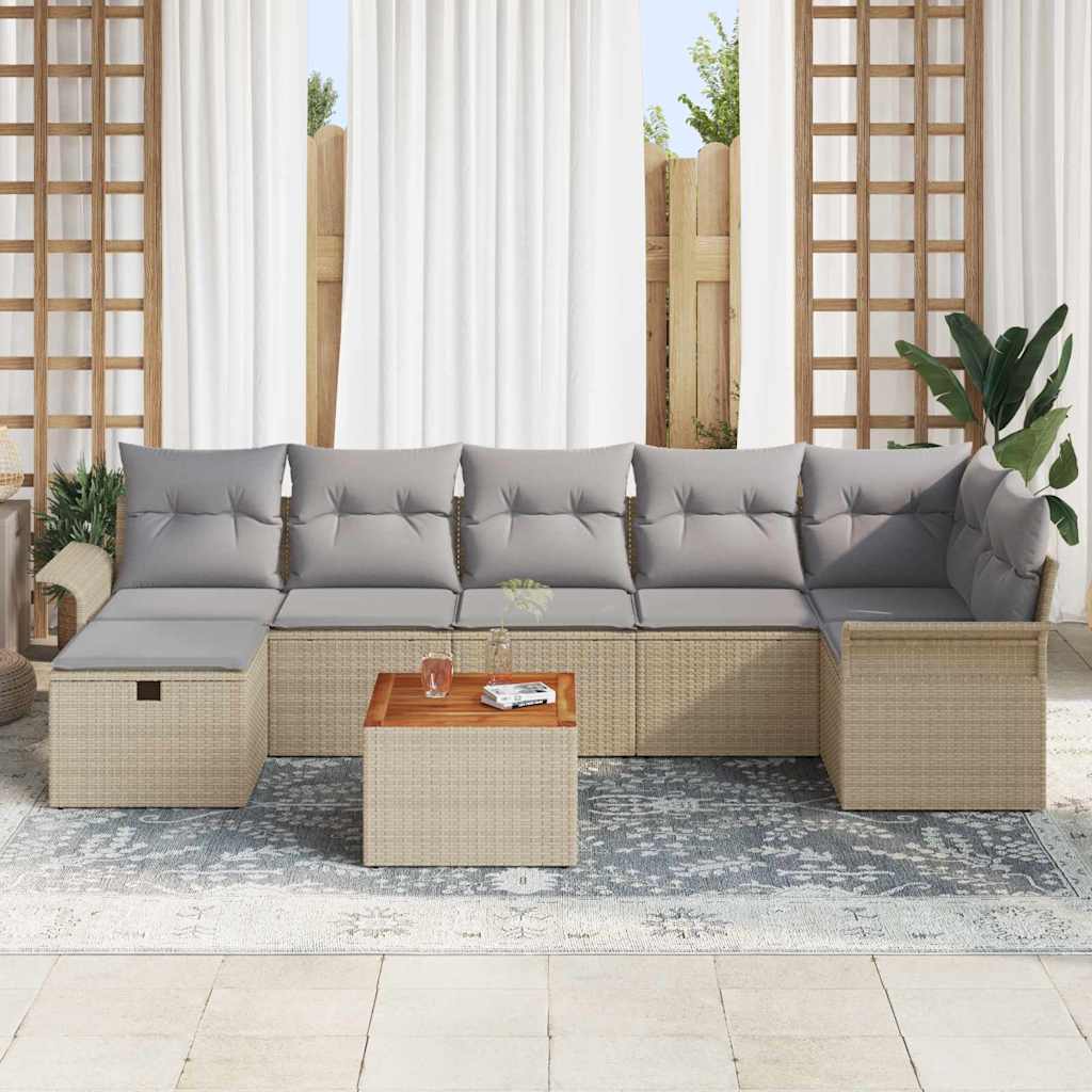 vidaXL Tuin Sofa Set 8 pcs Beige 297,5 x 132,5 x 69 cm