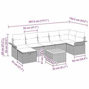 Vrtna sedežna garnitura z blazino 8 pcs Črna poli ratan - slika 11