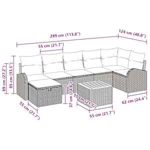 Vrtna sedežna garnitura z blazino 8 pcs Črna poli ratan - slika 11