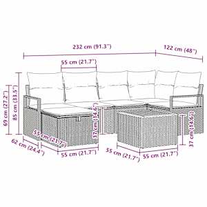 Vrtna sedežna garnitura z blazino 7 pcs Črna poli ratan - slika 11