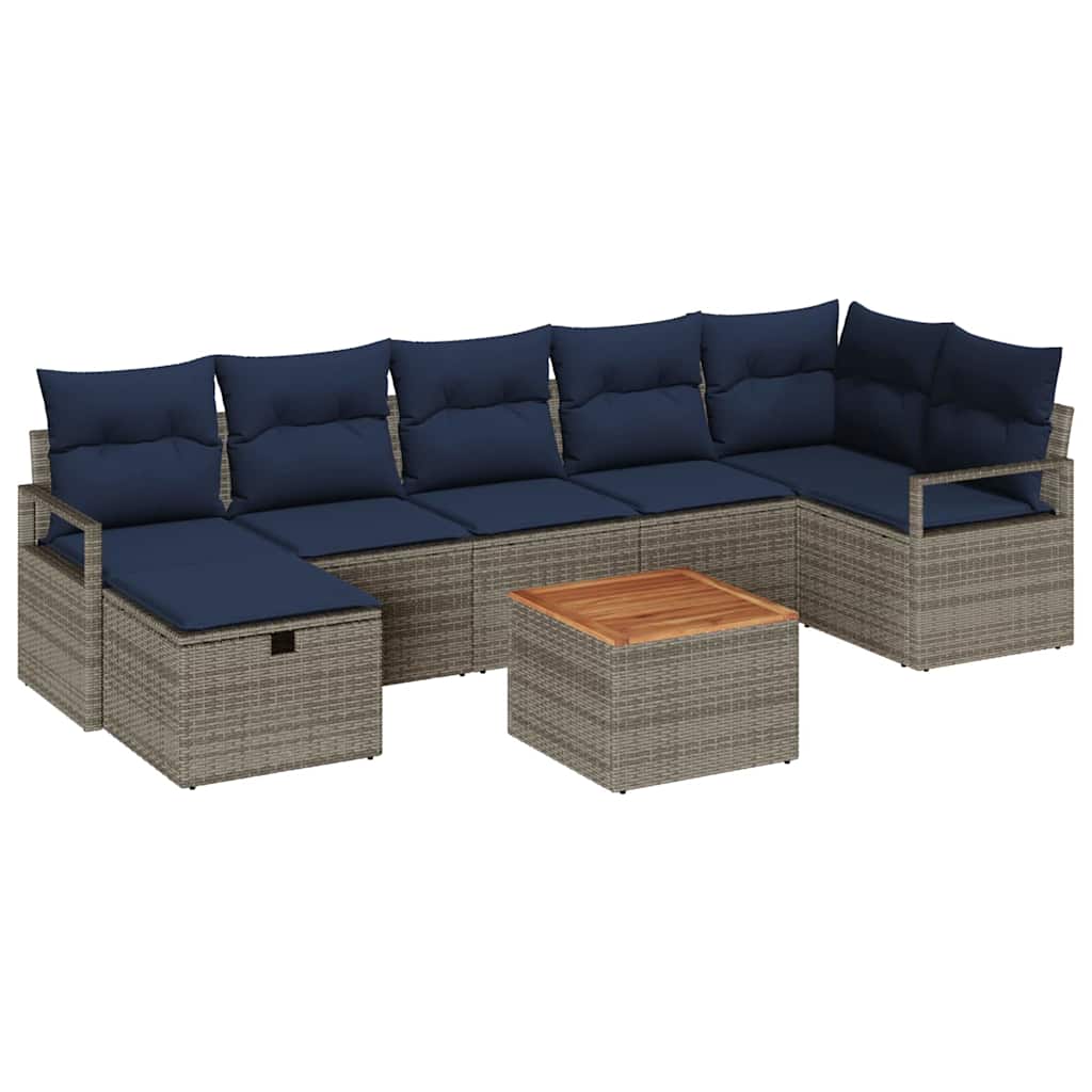 Sada zahradních pohovek s polštářem 8 pcs Šedá polyratan - obrázek 2