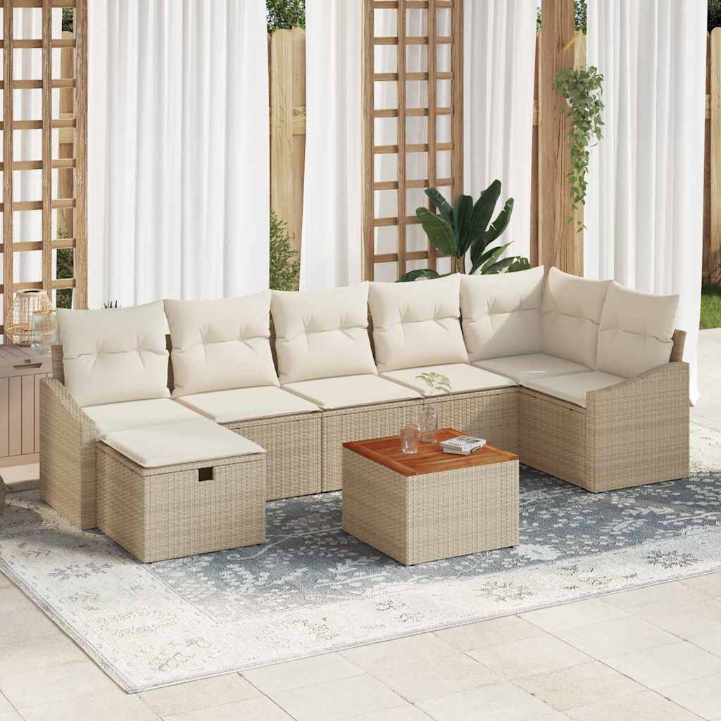 8-osaline aedsofa komplekt padjadega beež polü rattan