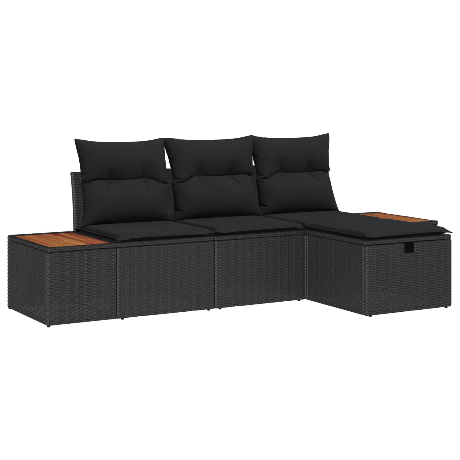 vidaXL Gartensofa-set mit Kissen 4 pcs Schwarz Poly-Rattan