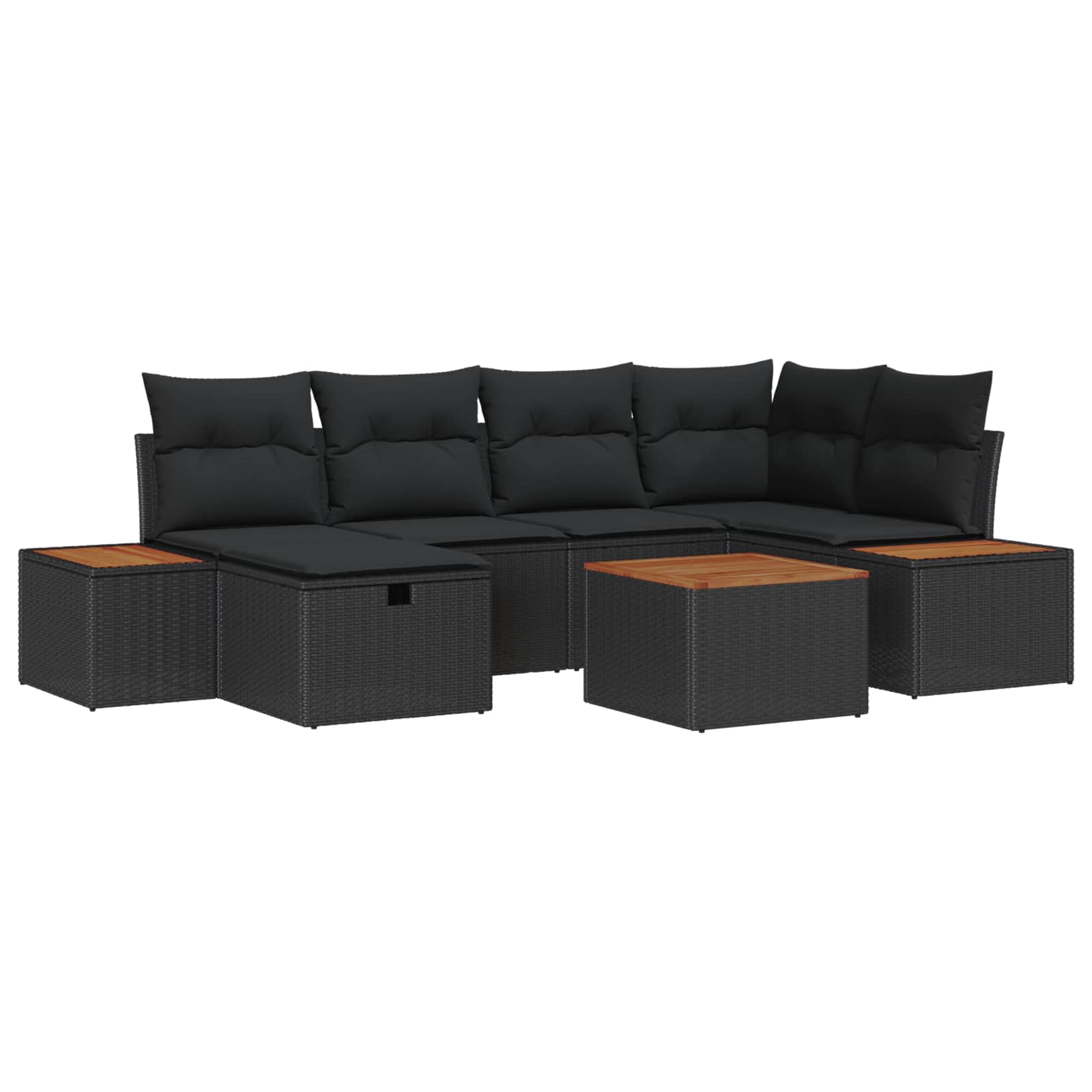 vidaXL Set de canapele pentru grădină cu pernă 7 pcs Negru poliratan