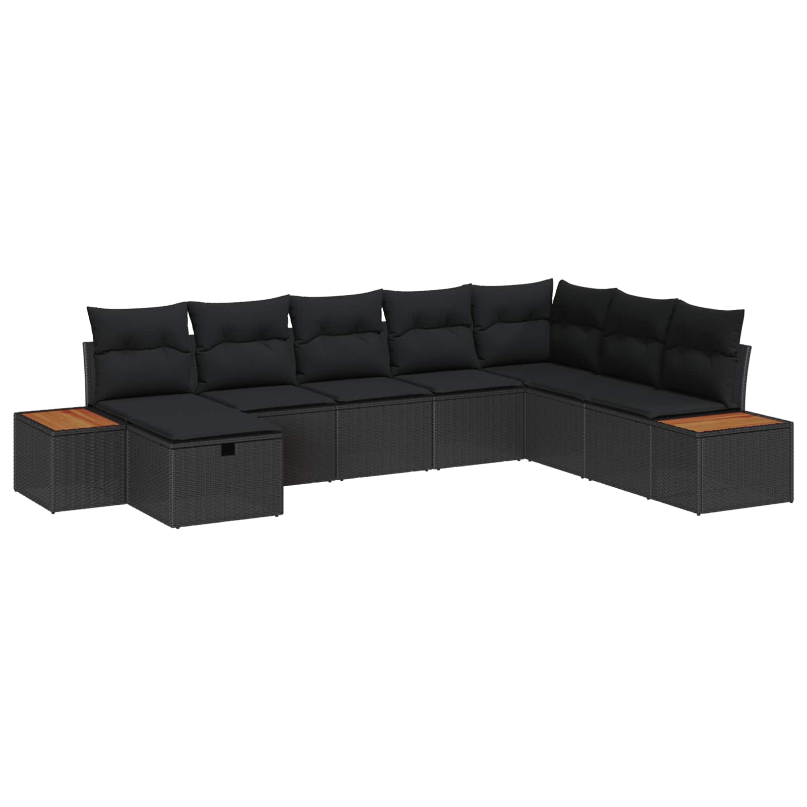 vidaXL Set de canapele pentru grădină cu pernă 8 pcs Negru poliratan