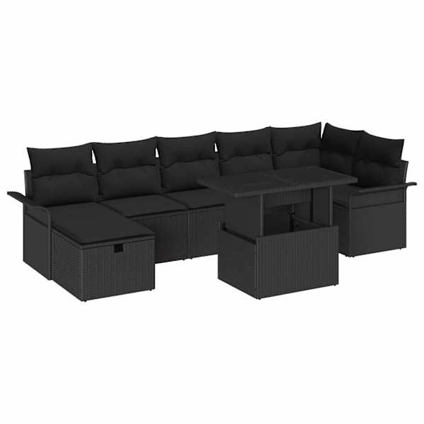 vidaXL Aia Diivanikomplekt 8 tk Must pol&uuml;rotang