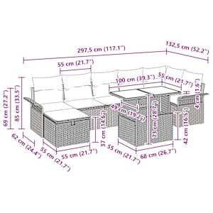 Vrtna sedežna garnitura z blazino 8 pcs Črna Poly ratan - slika 13