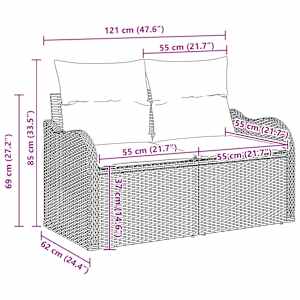 Vrtna sedežna garnitura z blazino 6 pcs Črna Poly ratan - slika 13